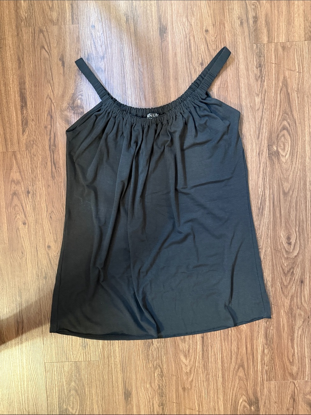 VENUS Black Swim Coverup Tank with Gathered Neck